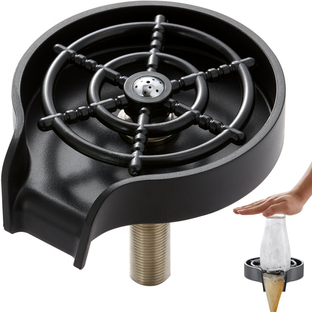VEVOR Enjuagadora de Vidrio Automática 130x150 mm Enjuagadora de Vidrio para Fregadero de Cocina ABS con 10 Chorros de Agua Lavadora de Vidrio con Rotación de 360° Enjuague Rápido y Efectivo para Bar