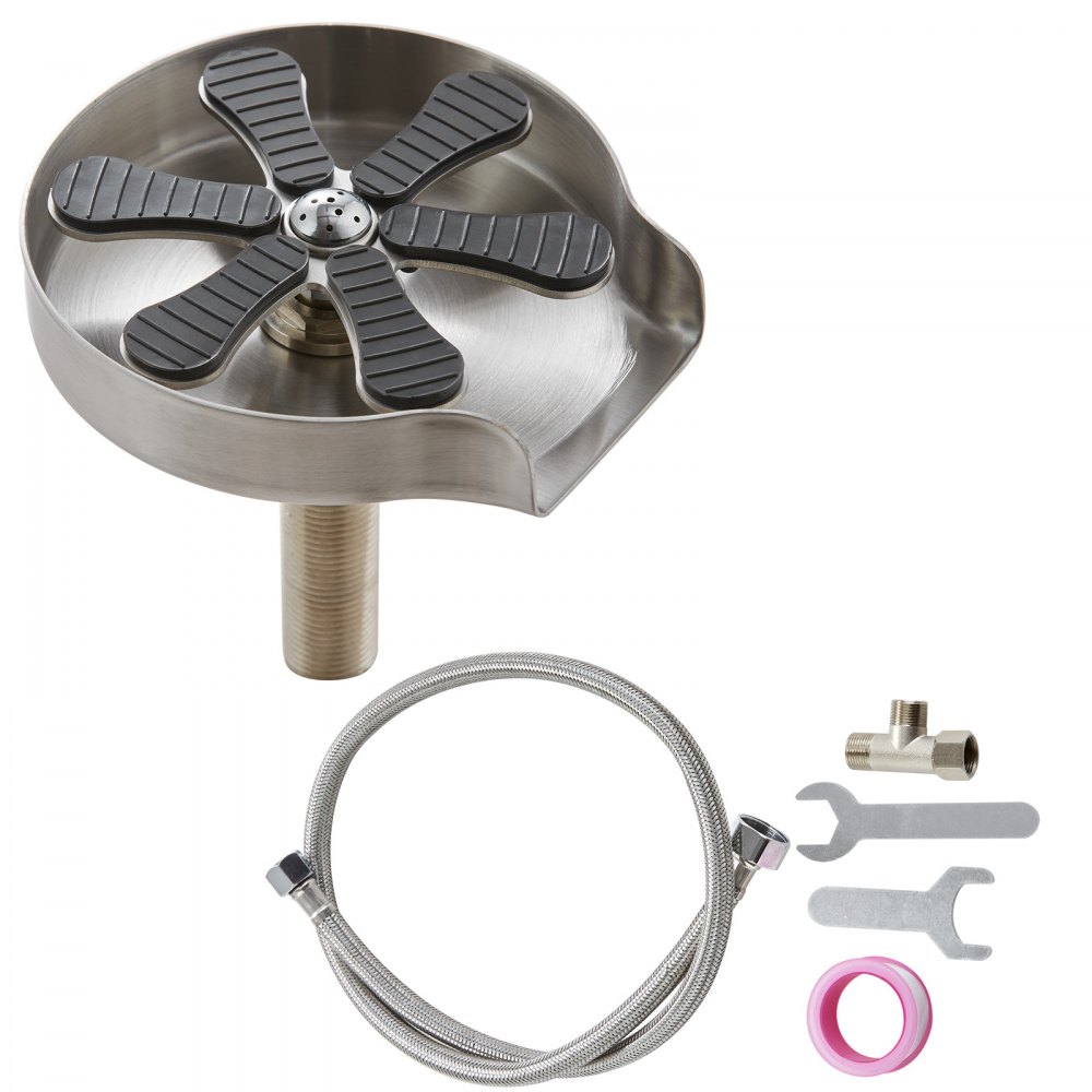 VEVOR Enjuagadora de Vidrio Automática Enjuagadora de Vidrio para Fregadero de Cocina Almohadilla de Silicona de Acero Inoxidable 304 con 10 Chorros de Agua Lavadora de Vidrio con Rotación de 360°
