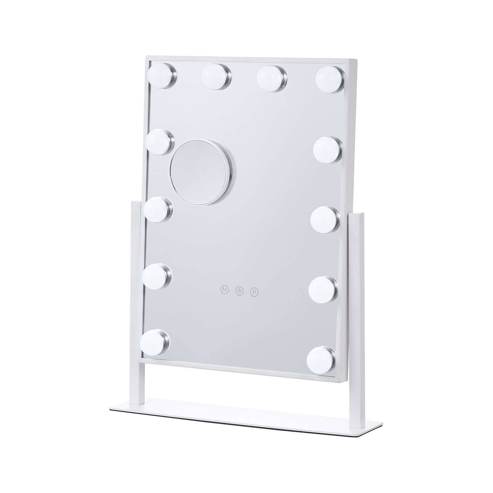 VEVOR Espejo de Tocador con Luces, 12 Bombillas Regulables y 3 Modos de Iluminación de Color, con Aumento Desmontable de 5X, Control Táctil Inteligente, Rotación de 360 Grados, 364 x 84 x 475 mm