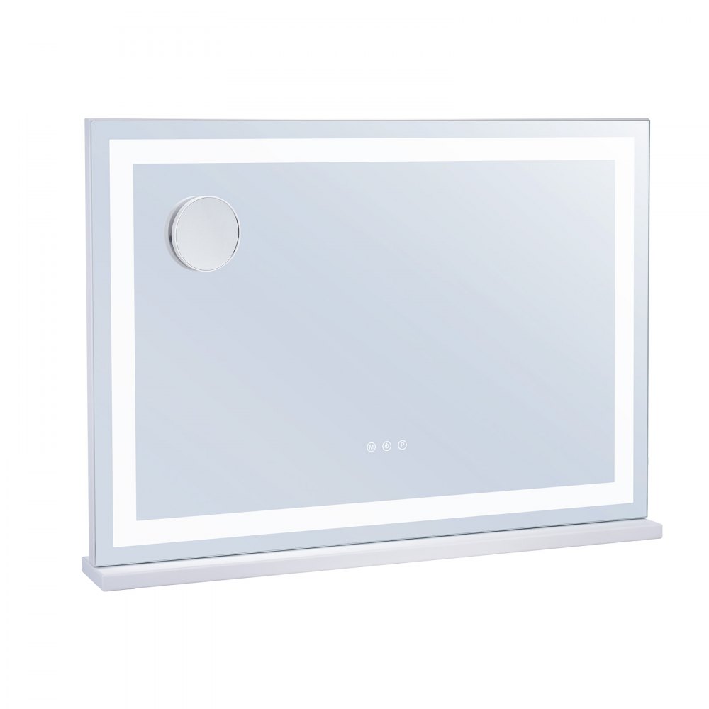 VEVOR Gran Espejo de Maquillaje Iluminado con Tres Modos de Iluminación de Color, LED Luces, Aumento de 5X, Puerto USB, Control Táctil Inteligente, Montaje en Pared de Escritorio, 800 x 120 x 572 mm