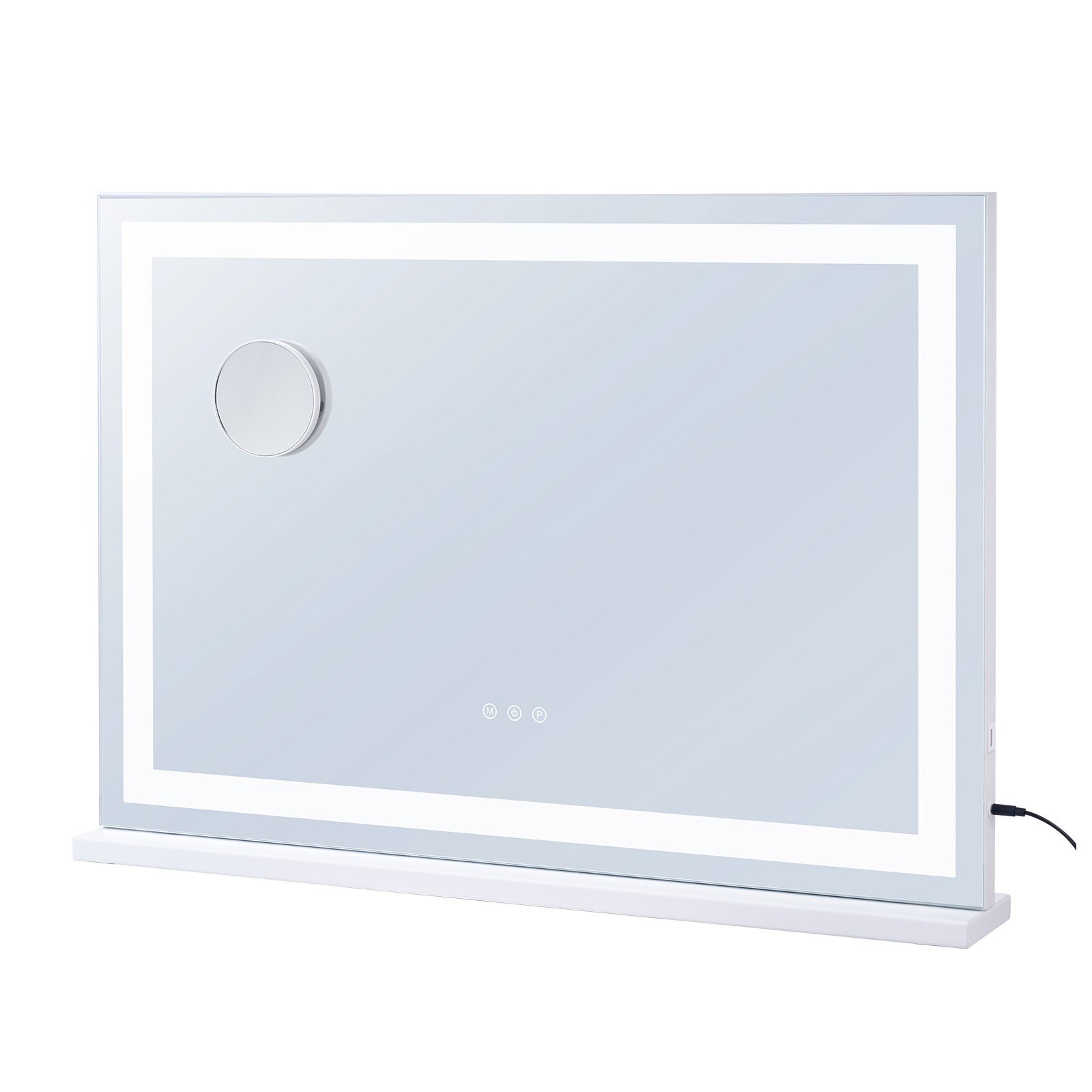 VEVOR Gran Espejo de Maquillaje Iluminado con Tres Modos de Iluminación de Color, LED Luces, Aumento de 5X, Puerto USB, Control Táctil Inteligente, Montaje en Pared de Escritorio, 800 x 120 x 572 mm