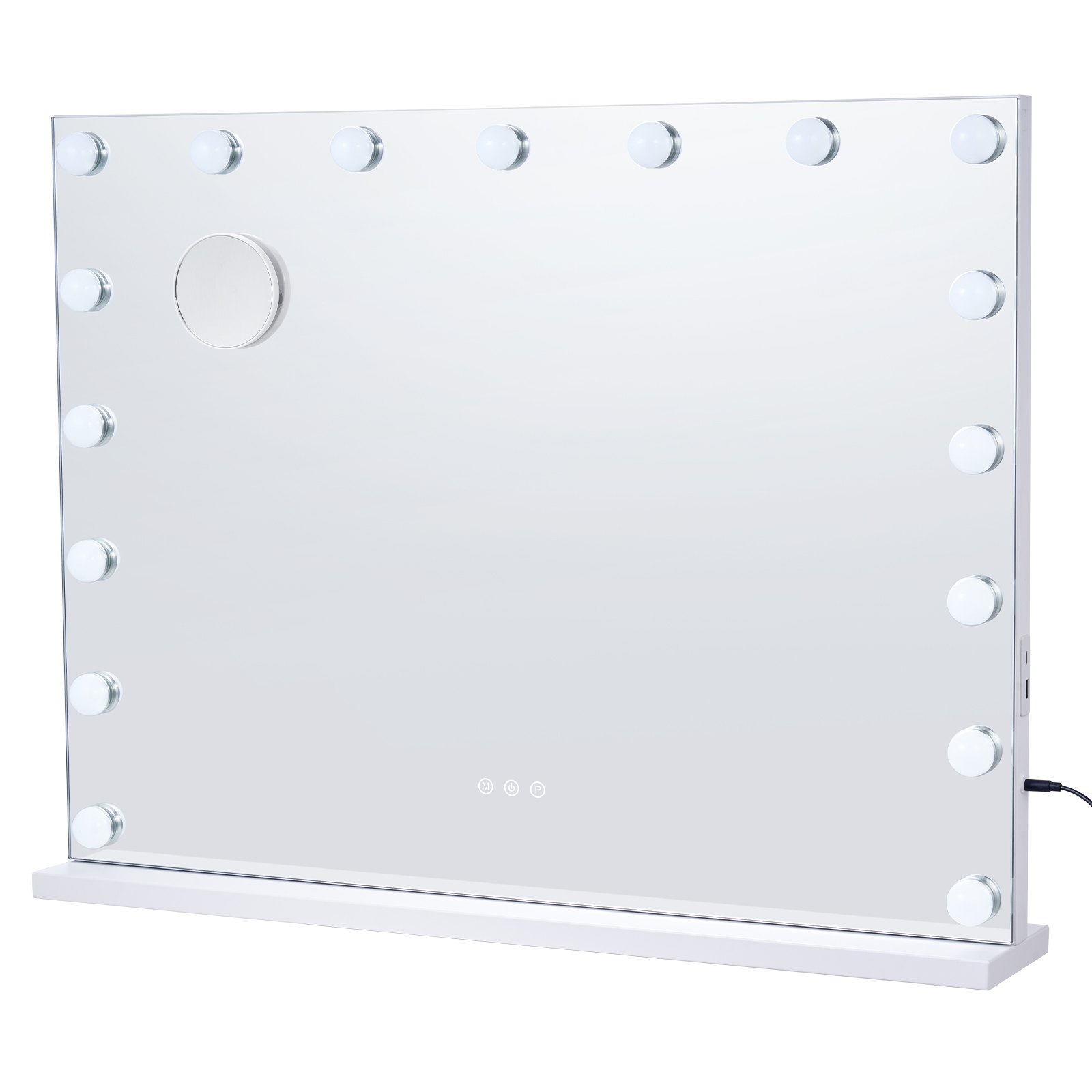 VEVOR Espejo de Tocador Hollywood con Luces, Bombillas Regulables y 3 Modos de Iluminación de Color, con Aumento Desmontable de 5X, Puerto USB, Tipo C, Control Táctil Inteligente, 800 x 138 x 622 mm
