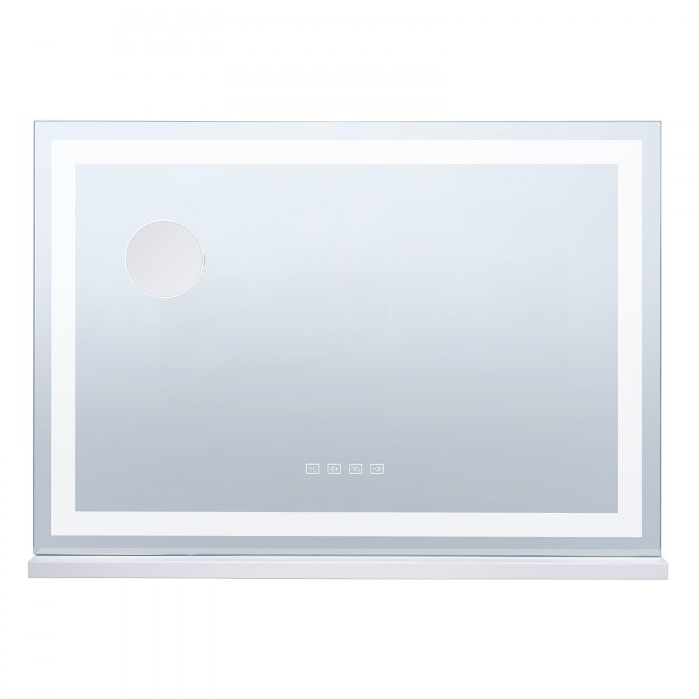 VEVOR Gran Espejo de Maquillaje Iluminado con Tres Modos de Iluminación Color, LED Luces, Aumento de 5X, Bluetooth, USB, Control Táctil Inteligente, Montaje en Pared a Escritorio, 800 x 120 x 572 mm