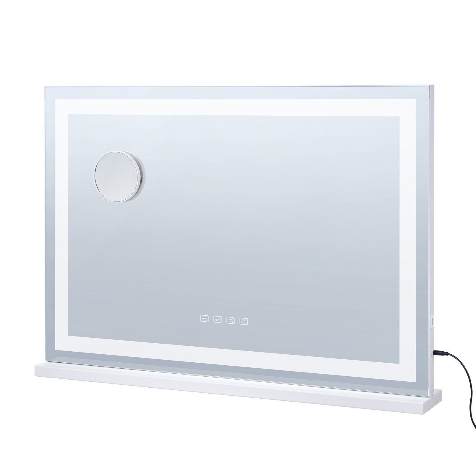 VEVOR Gran Espejo de Maquillaje Iluminado con Tres Modos de Iluminación Color, LED Luces, Aumento de 5X, Bluetooth, USB, Control Táctil Inteligente, Montaje en Pared a Escritorio, 800 x 120 x 572 mm