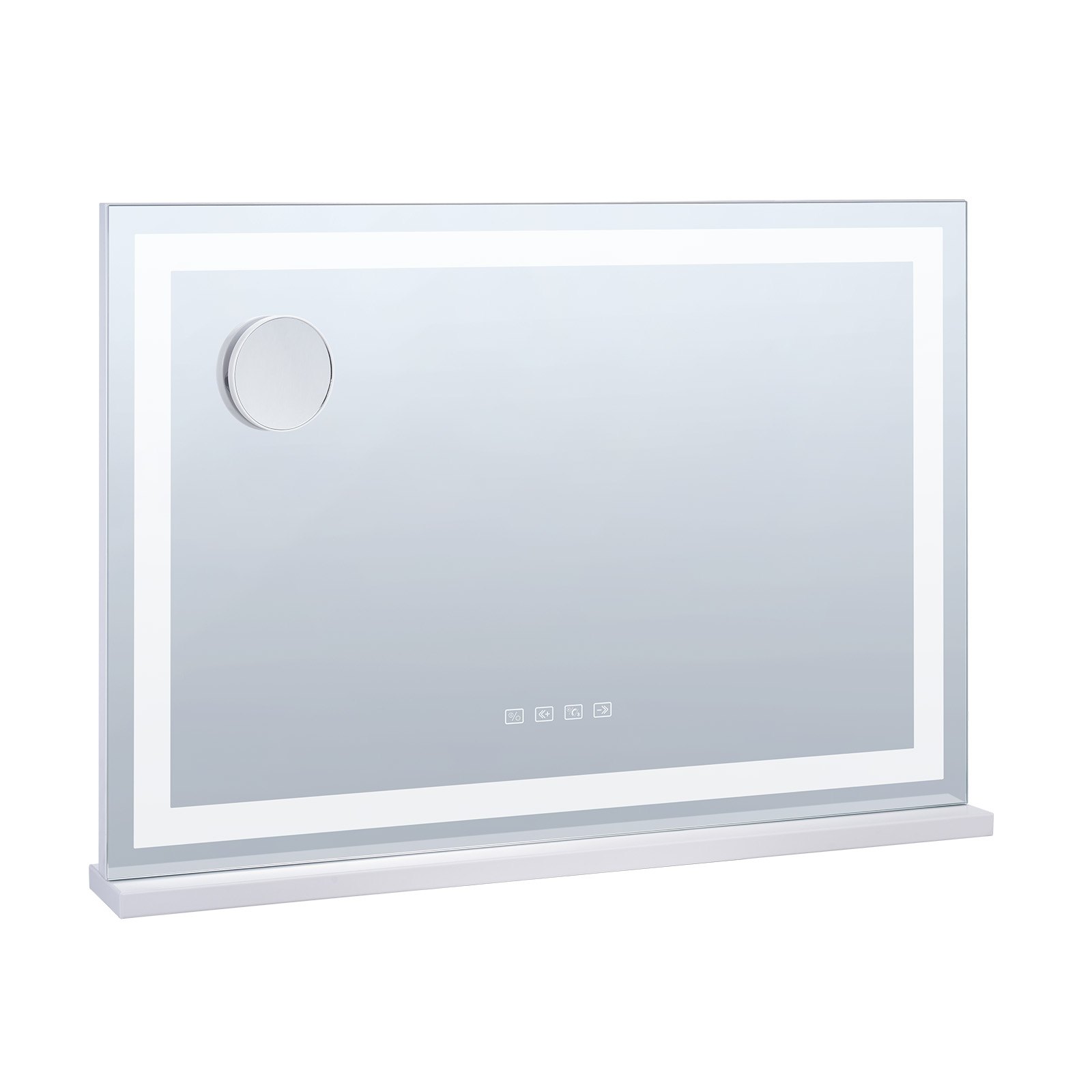 VEVOR Gran Espejo de Maquillaje Iluminado con Tres Modos de Iluminación Color, LED Luces, Aumento de 5X, Bluetooth, USB, Control Táctil Inteligente, Montaje en Pared a Escritorio, 800 x 120 x 572 mm