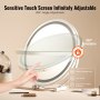VEVOR Espejo de Tocador Redondo Iluminado con Luces, LED con 3 Modos de Iluminación de Color, con Espejo de Aumento de 5x, Control Táctil Inteligente, Rotación de 360°, 513 x 100 x 523 mm(Blanco)