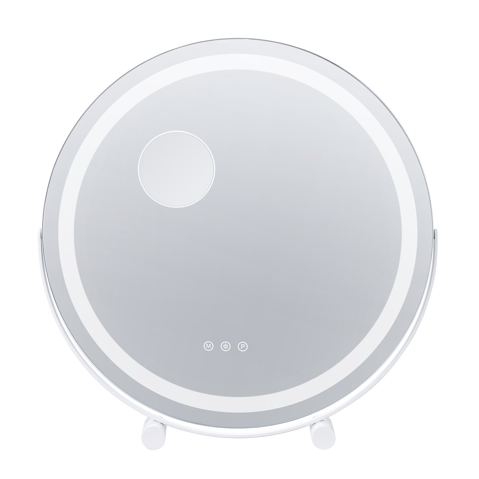 VEVOR Espejo de Tocador Redondo Iluminado con Luces, LED con 3 Modos de Iluminación de Color, con Espejo de Aumento de 5x, Control Táctil Inteligente, Rotación de 360°, 513 x 100 x 523 mm(Blanco)