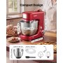 VEVOR Batidora Amasadora de Repostería 1000 W, 3 Velocidades, Boles 5 L y 4 L de Acero Inoxidable, Protector Antisalpicaduras, Cabezal Inclinable, con Gancho para Amasar, para Hornear, Mezclar, Batir
