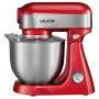 VEVOR Batidora Amasadora de Repostería 1000 W, 10 Velocidades, con Bol de 5 L de Acero Inoxidable, Protector Antisalpicaduras, Cabezal Inclinable, con Gancho para Amasar, para Hornear, Mezclar, Batir