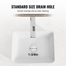 VEVOR Lavabo de Cerámica Moderno de 406 x 305 x 133 mm para Baño Encimera Blanco