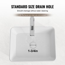 VEVOR Lavabo de Cerámica Moderno de 482 x 373 x 135 mm para Baño Encimera Blanco