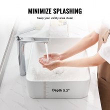 VEVOR Lavabo de Cerámica Moderno de 482 x 373 x 135 mm para Baño Encimera Blanco