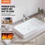 VEVOR Lavabo de Cerámica Moderno de 609 x 351 x 112 mm para Baño Encimera Blanco