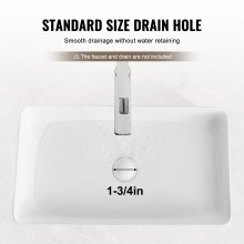 VEVOR Lavabo de Cerámica Moderno de 609 x 351 x 112 mm para Baño Encimera Blanco