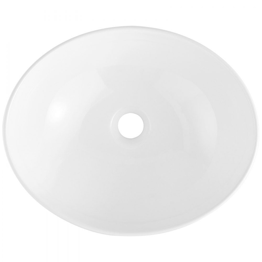 Lavabo ovalado VEVOR, lavabo de baño de 16" x 13,4", lavabo de cerámica blanca sobre encimera, lavabo de estilo moderno, perfecto para baño, hotel, inodoro, RV