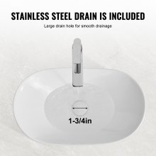 VEVOR Lavabo de Cerámica Moderno de 592 x 361 x 158 mm para Baño Encimera Blanco