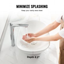 VEVOR Lavabo de Cerámica Moderno de 592 x 361 x 158 mm para Baño Encimera Blanco