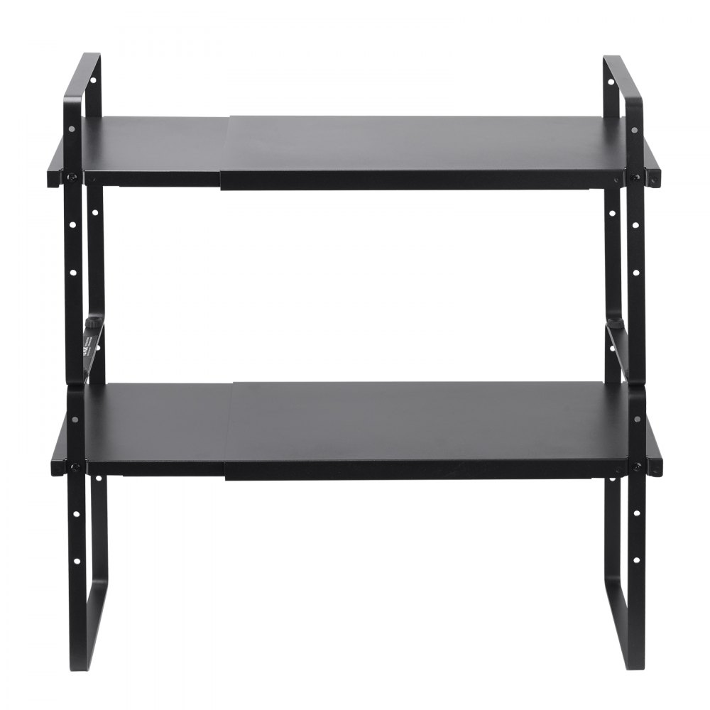 VEVOR Organizador de Estantes Ajustable para Gabinetes de Cocina, 2 Niveles, Apilables y Elevadores de Almacenamiento, para Cocina, Baño, Oficina, Casa, 650 x 220 x 500 mm, 2 Unidades, Negro