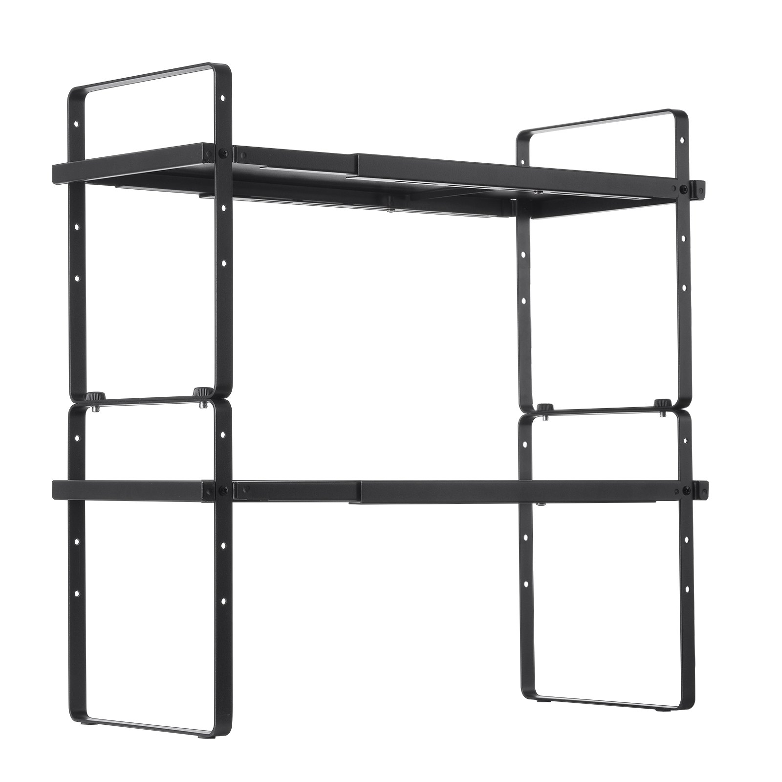 VEVOR Organizador de Estantes Ajustable para Gabinetes de Cocina, 2 Niveles, Apilables y Elevadores de Almacenamiento, para Cocina, Baño, Oficina, Casa, 650 x 220 x 500 mm, 2 Unidades, Negro