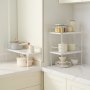 VEVOR Adjustable Standing Spice Rack, 2 Tiers, Large Capacity Kitchen Shelf, Stackable Countertop Organizer, Pantry Organizer for Kitchen, Bathroom, Office, White