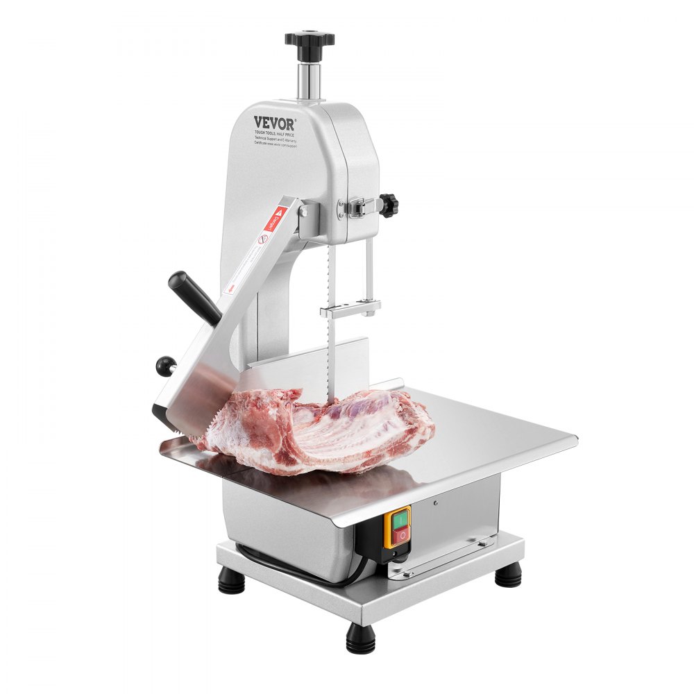 VEVOR Commercial Electric Meat Band Saw Bone Cutter, 650W Tabletop Bone Saw, 315 x 460 mm Workbench, Frozen Meat Cutter for Pork and Beef, Silver
