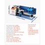 VEVOR Torno de Metal Sobremesa 550W 180x305mm, Velocidad Variable 0-2500 RPM, Dirección Reversible, 8 Pasos de Rosca Métrica, Engranajes de Nailon, para Torneado y Taladrado de Precisión en Metalurgia