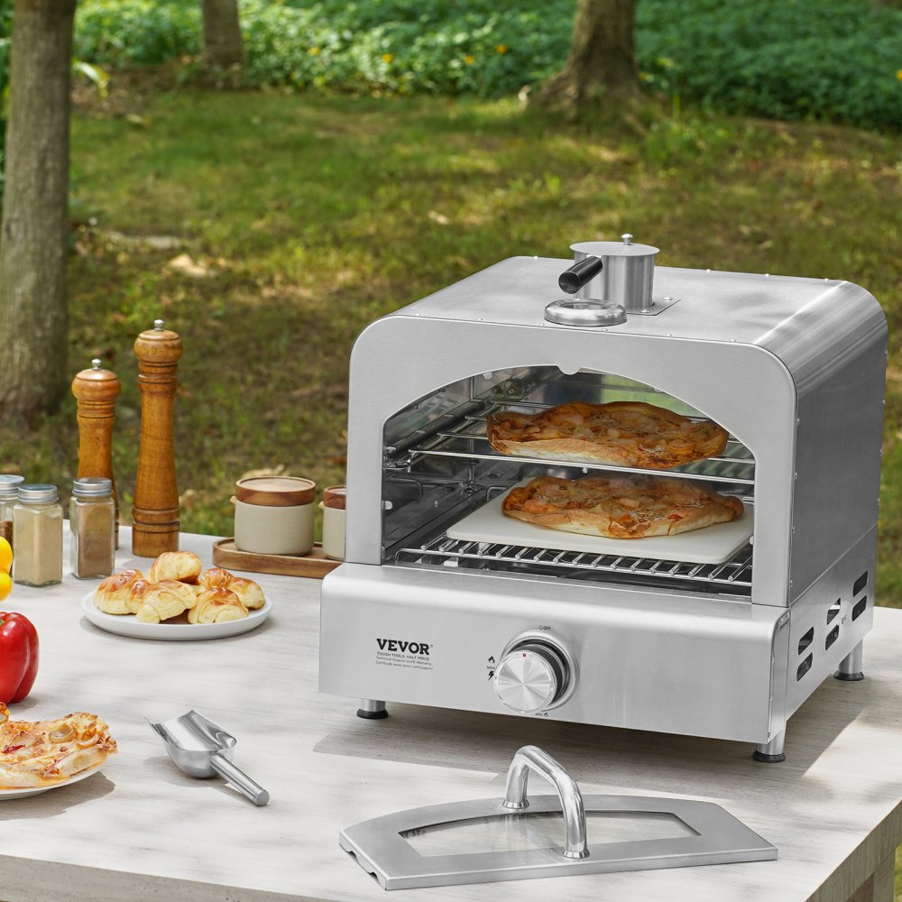 VEVOR Horno de Gas Portátil Pizza Acero para Acampar 470 x 520 x 445 mm Plata