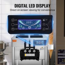 VEVOR Máquina de Helados Comercial 18-28 L/h 3 Sabores Máquina para Hacer Helados 2 Tolvas de 5,5 L Panel LCD Limpieza Automática Preenfriamiento para Yogur Café Snack-bars Restaurante Mercado Tienda