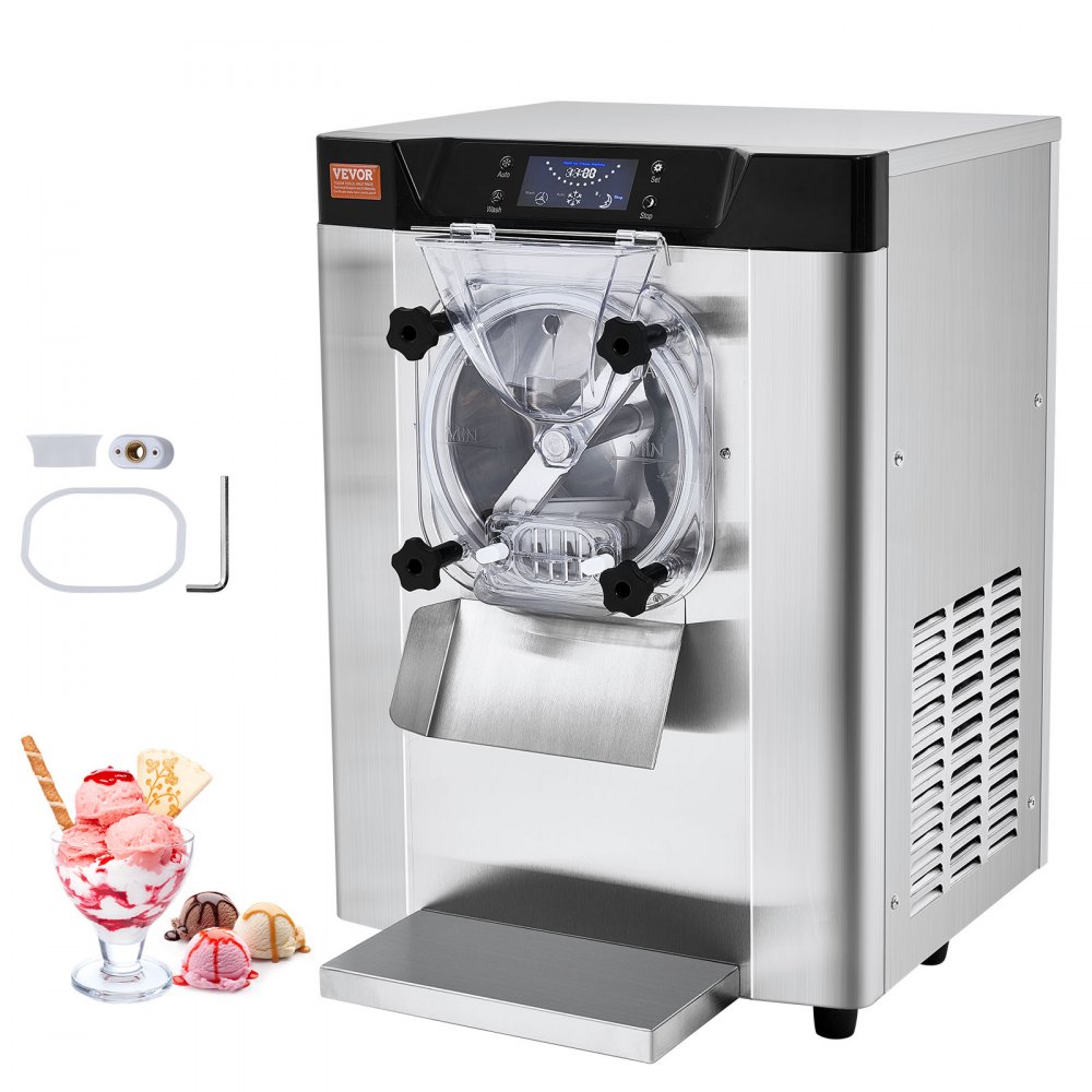 VEVOR Máquina para Hacer Helados Comercial 12 L/h 1295 W Sabor Único Máquina para Hacer Helados Eléctrica con Cilindro de Acero Inoxidable 4,5 L Preenfriamiento Automático Panel LED para Restaurante