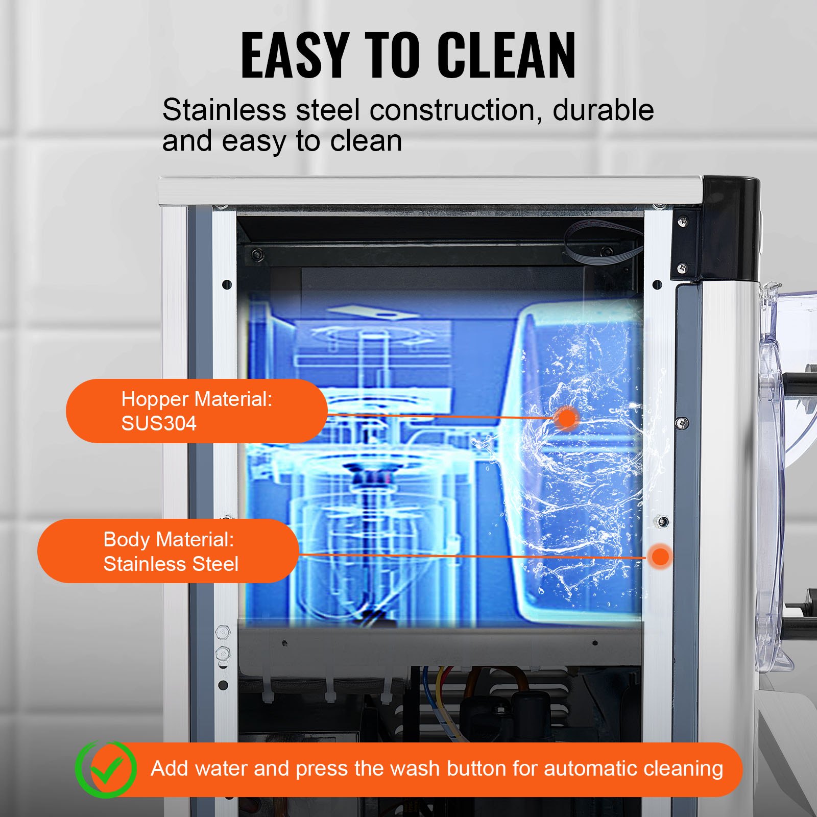 VEVOR Commercial Ice Cream Machine, 12 L/h Single Flavor Countertop Ice Cream Machine for Hard Serving, 4.5 L Stainless Steel Cylinder, LED Panel, Automatic Pre-Cooling with Cleaning