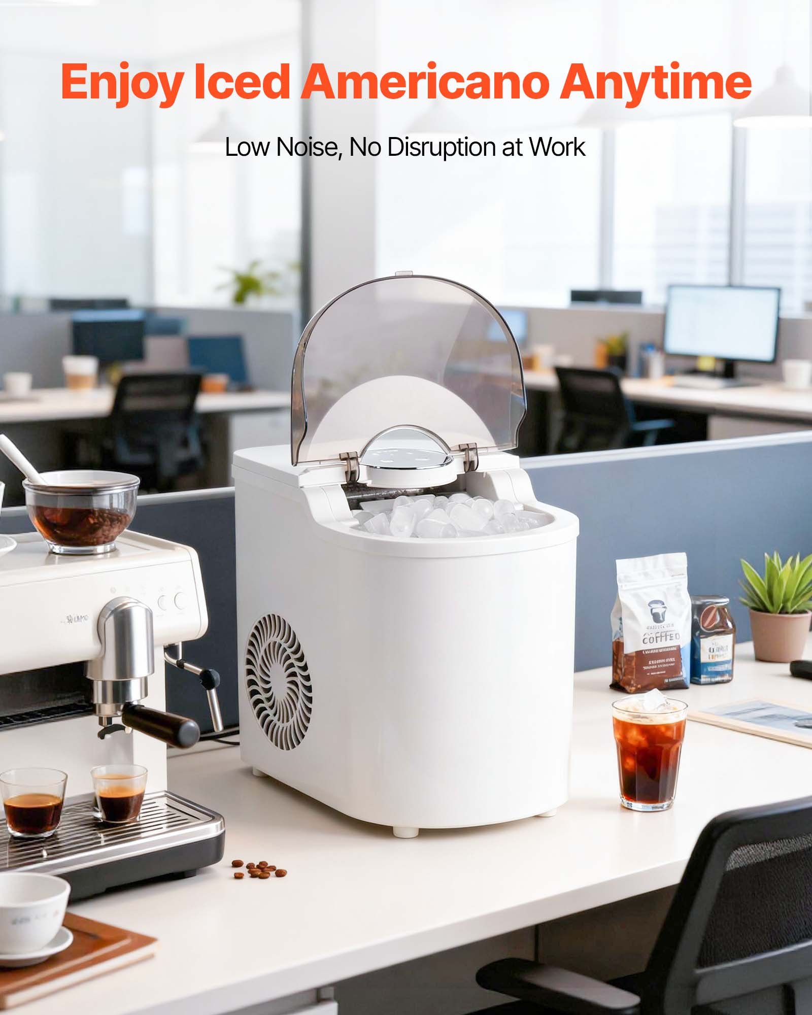 VEVOR Máquina de Hielo de Mesa, 7 Cubitos de Hielo en 6 Minutos, 11,8 kg al Día, Autolimpiable, Helado Esférico, con Pala, ideal para el Hogar, la Cocina, la Oficina, Bares y Fiestas, Blanco