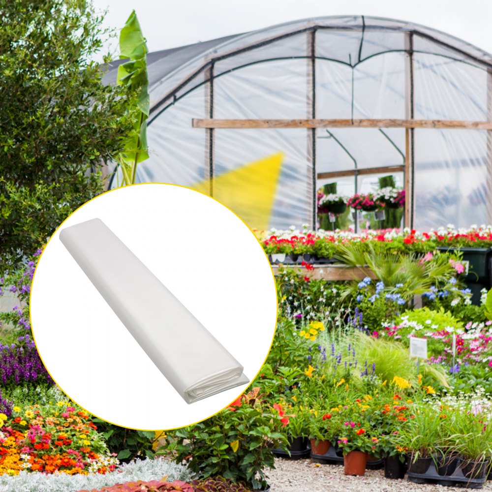 VEVOR Greenhouse Film, 3.7 x 30.5 m, Plastic Film, 0.15 mm Thickness, Tunnel Film, Cold Frame Film, Polyethylene Cover, UV-Resistant Film for Horticulture, Agriculture & Farming