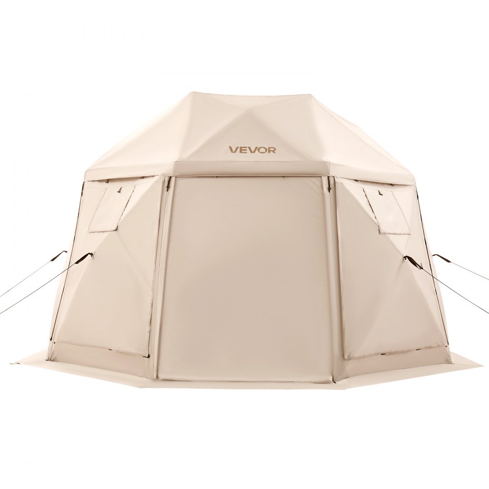 VEVOR Carpa Plegable de 13 Lados 3,6 x 3,6 m, Pérgola de Jardín con Techo Desmontable y Bolsa de Transporte, Carpa de Exterior para 8 a 10 Personas, para Fiesta, Camping, Playa, Patio, Beige