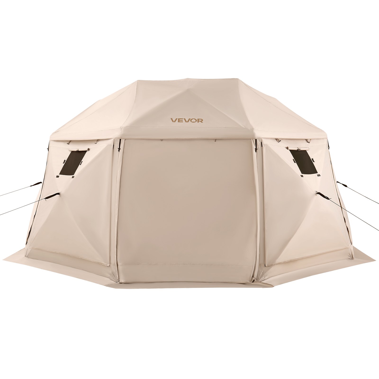 VEVOR Carpa Plegable de 13 Lados 4,57 x 4,57 m, Pérgola de Jardín con Techo Desmontable y Bolsa de Transporte, Carpa de Exterior para 12 a 15 Personas, para Fiesta, Camping, Playa, Patio, Beige