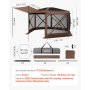 VEVOR Carpa Plegable de 6 Lados 3,6 x 3,6 m, Pérgola de Jardín con Techo Desmontable y Bolsa de Transporte, Carpa de Exterior para 8 a 10 Personas, para Fiesta, Camping, Playa, Patio, Jardín, Marrón