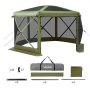 VEVOR Pop up Gazebo Screen Tent, 3x3 m Large 6-Sided Camping Canopy Tent with Removable Top & Carry Bag, Quick-Set & Bite-Proof, Screen House Sun Shelter for 6-8 Persons Backyard Patio, Green