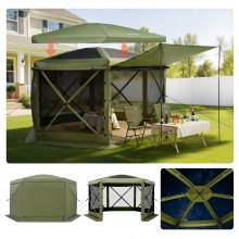 VEVOR Carpa Plegable de 6 Lados 3 x 3 m, Pérgola de Jardín con Techo Desmontable y Bolsa de Transporte, Carpa de Exterior para 6 a 8 Personas, para Fiesta, Camping, Playa, Patio, Jardín, Verde