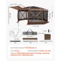 VEVOR Carpa Plegable de 8 Lados 4,57 x 4,57 m, Pérgola de Jardín con Techo Desmontable y Bolsa de Transporte, Carpa de Exterior para 12 a 15 Personas, para Fiesta, Camping, Playa, Patio, Marrón