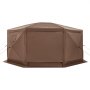 VEVOR Carpa Plegable de 8 Lados 4,57 x 4,57 m, Pérgola de Jardín con Techo Desmontable y Bolsa de Transporte, Carpa de Exterior para 12 a 15 Personas, para Fiesta, Camping, Playa, Patio, Marrón