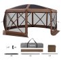 VEVOR Carpa Plegable de 8 Lados 4,57 x 4,57 m, Pérgola de Jardín con Techo Desmontable y Bolsa de Transporte, Carpa de Exterior para 12 a 15 Personas, para Fiesta, Camping, Playa, Patio, Marrón