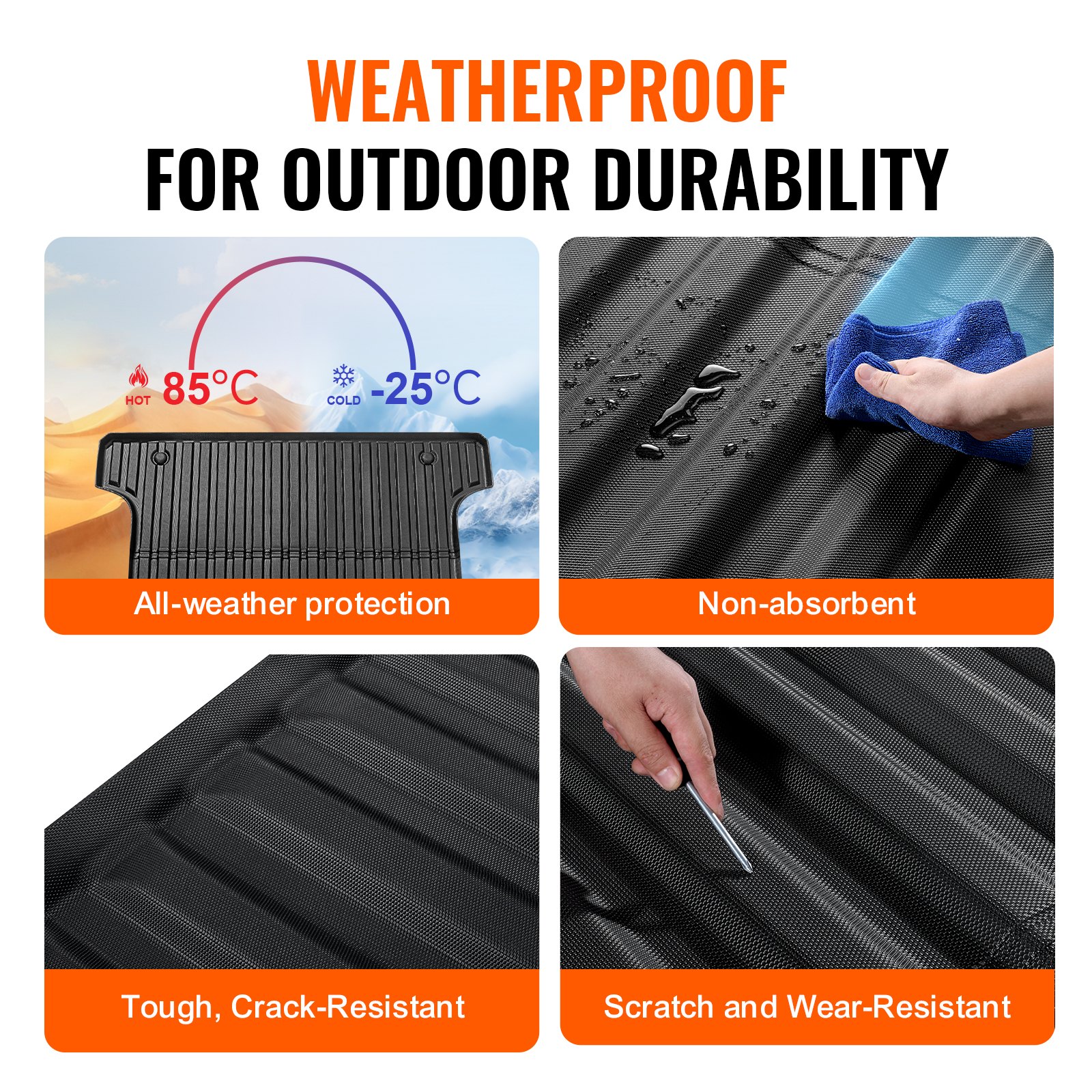 VEVOR Alfombrilla para Caja de Camioneta, Compatible con Toyota Tundra 2022-2024, TPE, Gruesa y Resistente, Accesorios para Coche para Protección Contra Todo Tipo de Clima, 1650 x 1550 x 45 mm