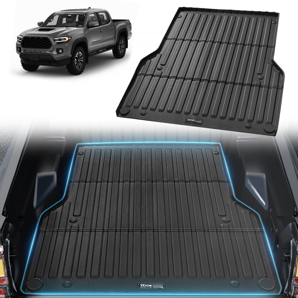 VEVOR Alfombrilla para Caja de Camioneta, Compatible con Toyota Tacoma 2005-2023, TPE, Gruesa y Resistente, Accesorio para Automóvil para Protección Contra Todo Tipo de Clima, 1520 x 1360 x 45 mm