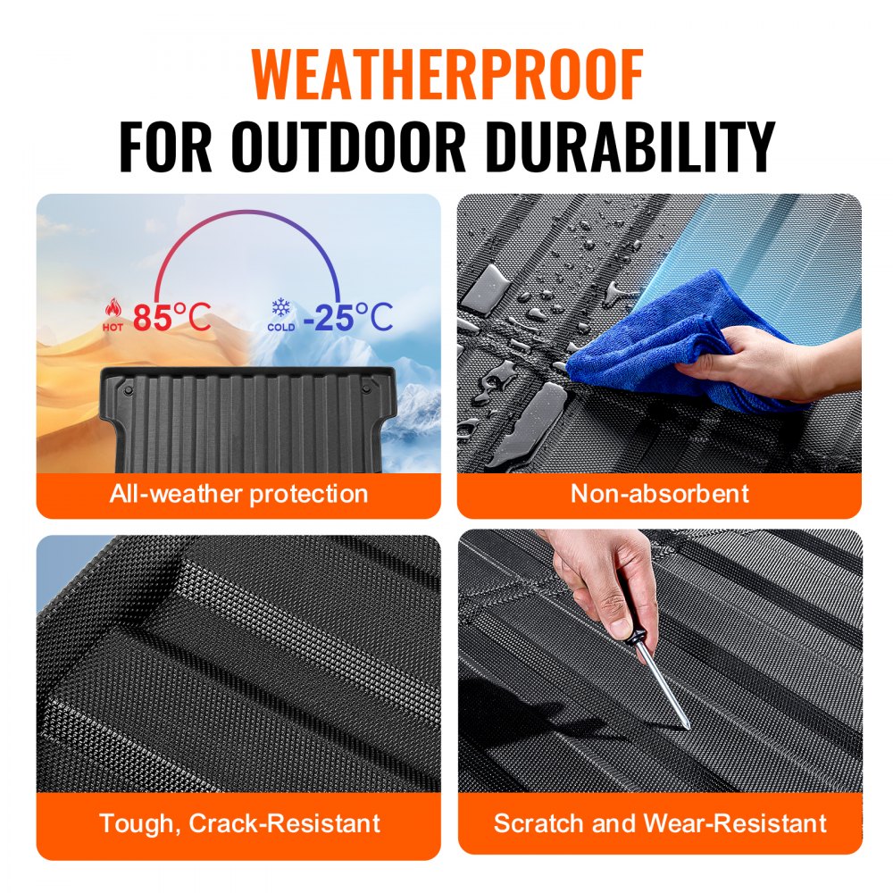 VEVOR Truck Bed Mat Compatible with Ford F-150 2015-2024, TPE Truck Bed Mat 1680 x 1620 x 45 mm, Black Thick Mattress, Ideal for Transporting Goods