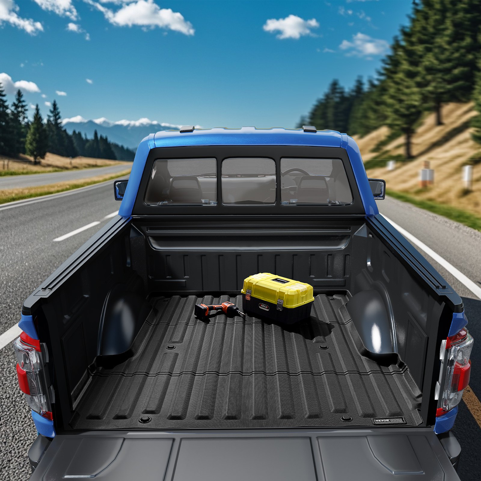 VEVOR Truck Bed Mat Compatible with Ford F-150 2015-2024, TPE Truck Bed Mat 1680 x 1620 x 45 mm, Black Thick Mattress, Ideal for Transporting Goods