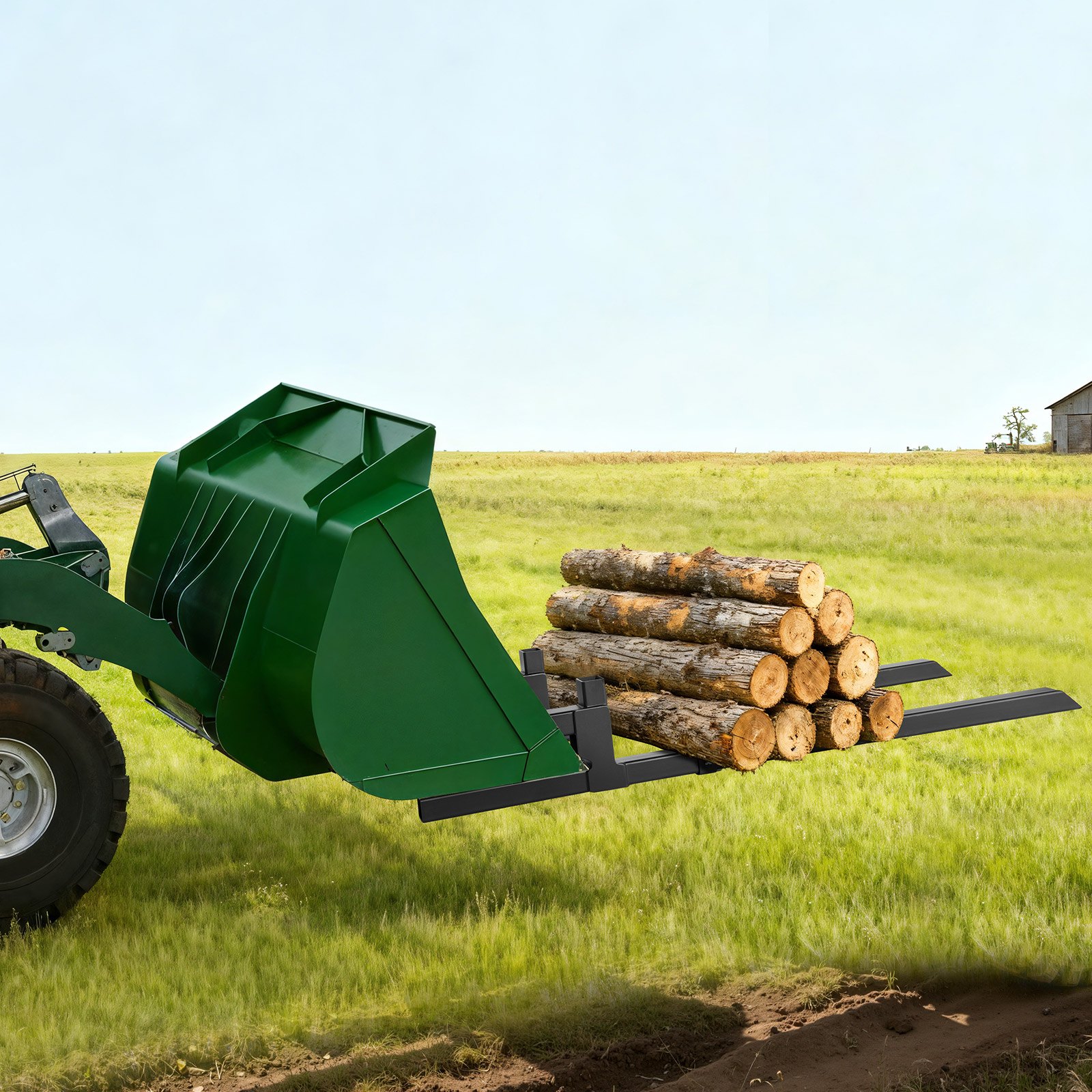 VEVOR Abrazadera de Horquillas de Tractor 907 kg, Horquillas de Palé Longitud Total de 149 cm, con Barra Estabilizadora Ajustable, Alta Resistencia, para Pala Cargadora, Minicargadora, Tractor