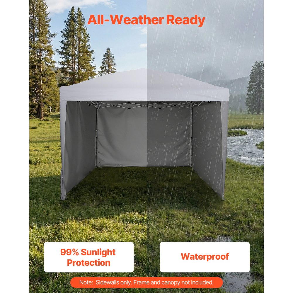 VEVOR Paredes Laterales para Carpa de 3 x 3 m, Impermeables y con Protección Solar, Paneles para Carpas para Eventos al Aire Libre, Solo 3 Paredes Laterales, Puestos de Venta, Playa, Fiestas, Blanco
