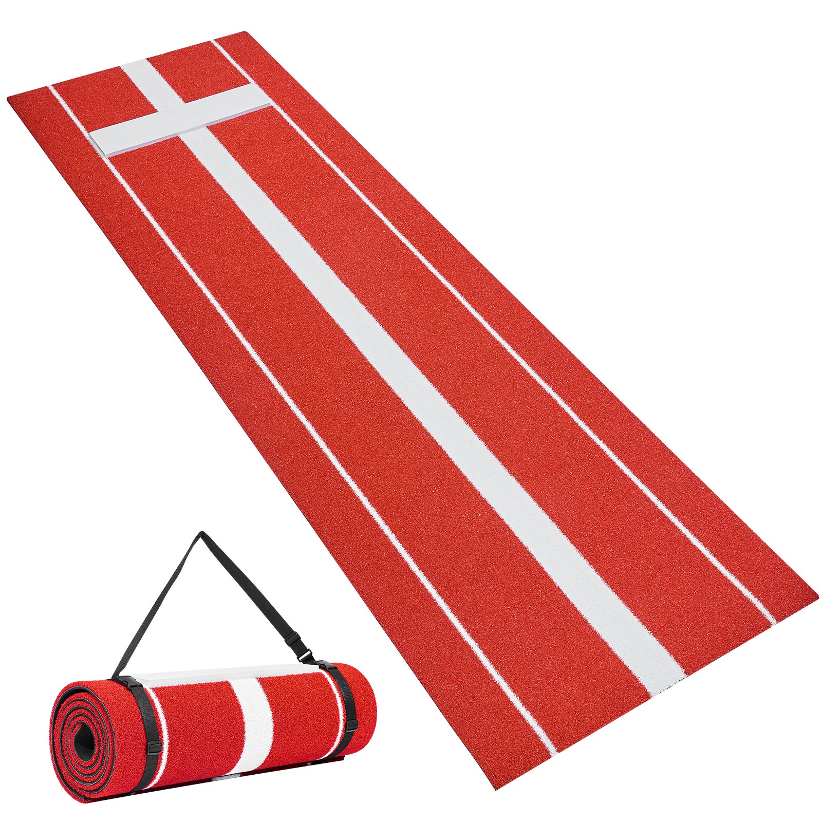 VEVOR Tapete de Lanzamiento de Sóftbol 305 x 91,5 cm Tapete de Entrenamiento de Béisbol Césped Sintético PP y Base de EVA Antideslizante Tapete de Béisbol Portátil en Interior y Exterior, Rojo