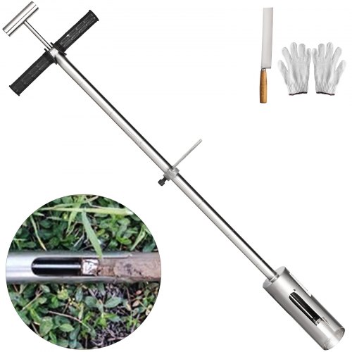 Sonda De Muestreo De Suelo 102cm Acero Inoxidable 304 Con Mango Y Pedal Lateral