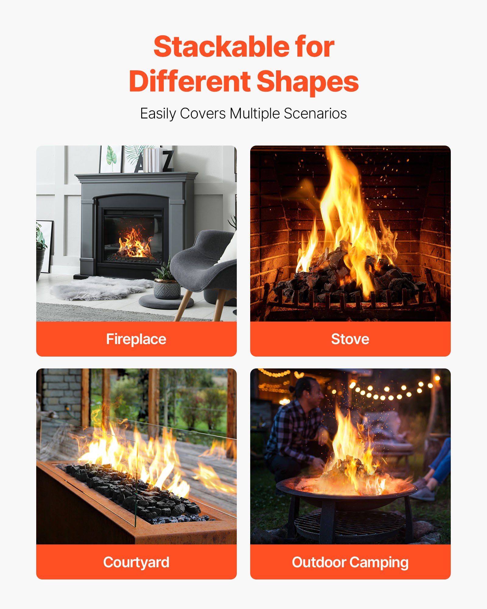 VEVOR Lava Rocks, 20.32-30.48 mm Fire Stones Lava Rocks For Fire Pit, Reusable Fire Pit Stones Indoor and Outdoor Use, Decorative Firepit Stone for Propane/Gas Fireplace,Stove,Courtyard,Camping