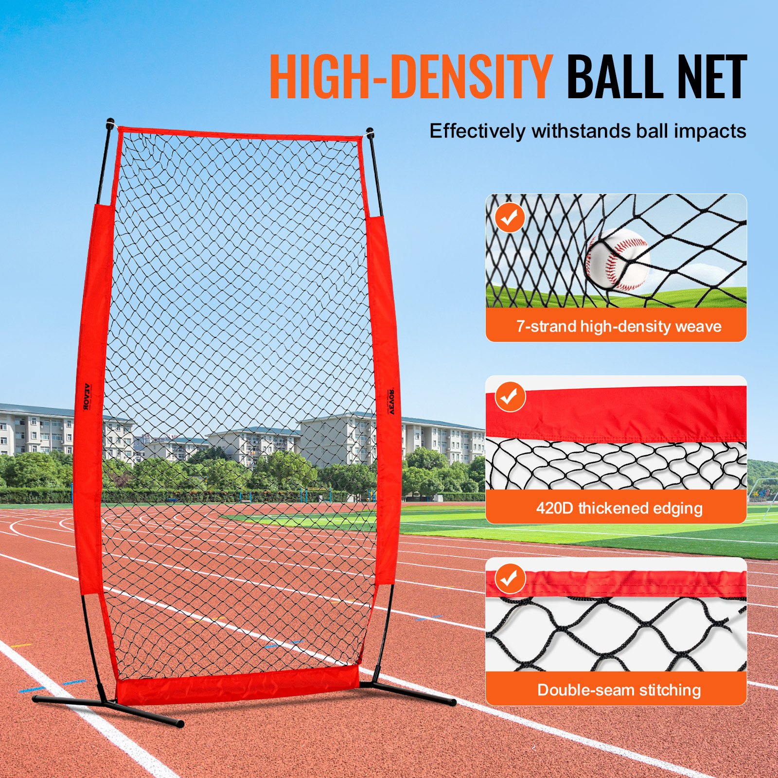 VEVOR Pantalla de Béisbol para Jaula de Bateo, Pantalla de Seguridad de Sóftbol de 1400 x 1065 x 2180 mm, Protector Corporal, Pantalla de Bateo Portátil con Bolsa de Transporte y Estacas de Tierra